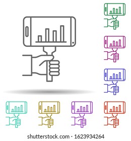Impact, smartphone, hand in multi color style icon. Simple thin line, outline vector of social addict icons for ui and ux, website or mobile application