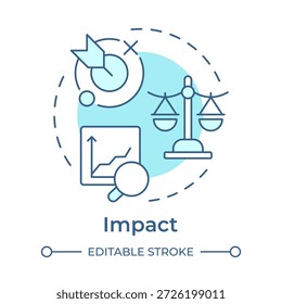 Impact soft blue concept icon. Decision making. Performance indicators. Risk management. Round shape line illustration. Abstract idea. Graphic design. Easy to use in booklet, article