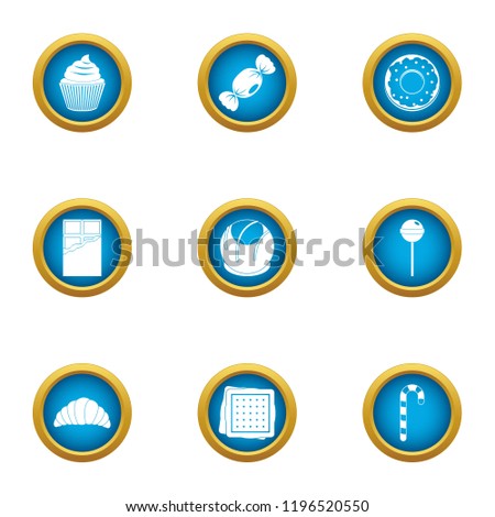 Impact of sugar icons set. Flat set of 9 impact of sugar vector icons for web isolated on white background