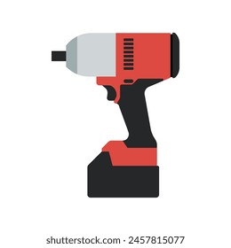 Impact Wrench for Automotive Repairs, Flat Vector Illustration Design