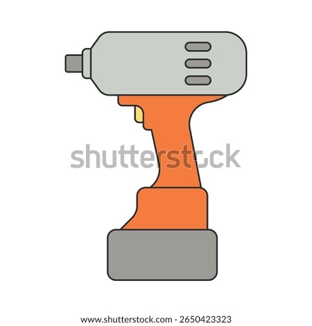 Impact wrench pulse tool. Flat color vector icon isolated on white background. Air wrench for equipment maintenance product assembly and major construction