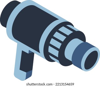 Impact Wrench Vector Icon Isometric Design, Motor Vehicle Service And Automobile Repair Shop Symbol, Lorry Spare Parts Sign, Automotive Technician Equipment Stock Illustration, Pneumatic Powered Tools