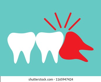 Impacted tooth icon. impacted tooth flat design concept