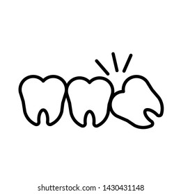 Impacted wisdom tooth for dentistry and dental surgery icon vector illustration