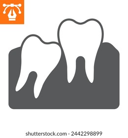 Icono sólido de muela del juicio impactado, icono de estilo de glifo para sitio web o aplicación móvil, odontología y medicina, icono de vector molar impactado, ilustración vectorial simple, gráficos vectoriales.