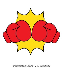 IMPACTING BOXING GLOVES, PLAIN COLORS, BLACK OUTLINED