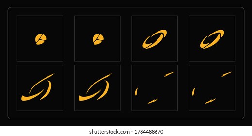 Impacts explosion animation. Fire explosion sprites sheet for games, cartoon or animation and motion design. EPS-10 vector illustration.