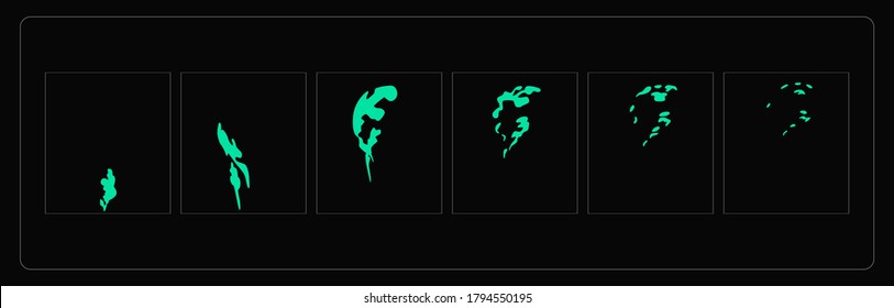 Impacts explosion animation sprites. Smoke explosion sprites sheet for games, cartoon or animation and motion design. Vector illustration  EPS-10.