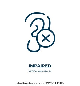 Impaired icon. Linear vector illustration from medical and health collection. Outline impaired icon vector. Thin line symbol for use on web and mobile apps, logo, print media.
