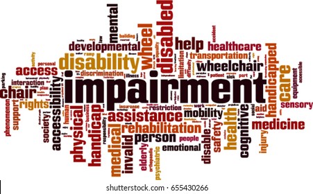 Impairment word cloud concept. Vector illustration