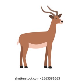 Impala cartoon clipart. Antelope rooibok or impala vector illustration in flat style. Hand-drawn wild animal concept