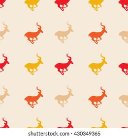 Impala silhouette colorful seamless pattern