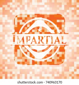 Impartial abstract orange mosaic emblem