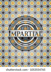 Impartial arabic badge background. Arabesque decoration.