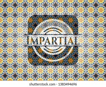 Impartial arabic badge background. Arabesque decoration.