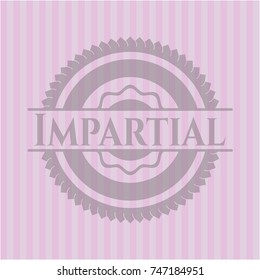 Impartial badge with pink background