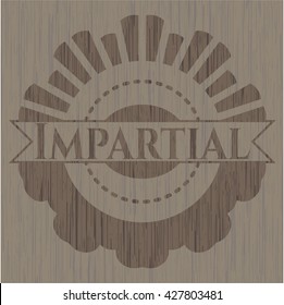 Impartial badge with wooden background