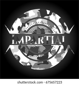 Impartial grey camouflage emblem