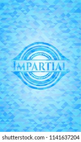  Impartial light blue emblem with triangle mosaic background