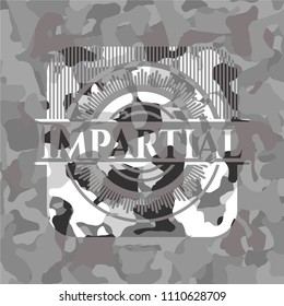 Impartial on grey camouflaged texture