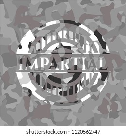 Impartial on grey camouflaged texture