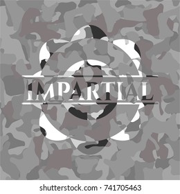 Impartial on grey camouflaged texture