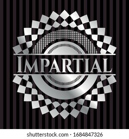 Impartial silvery shiny emblem. Vector Illustration. Mosaic.
