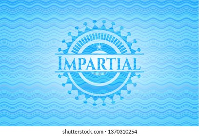 Impartial sky blue water wave badge.