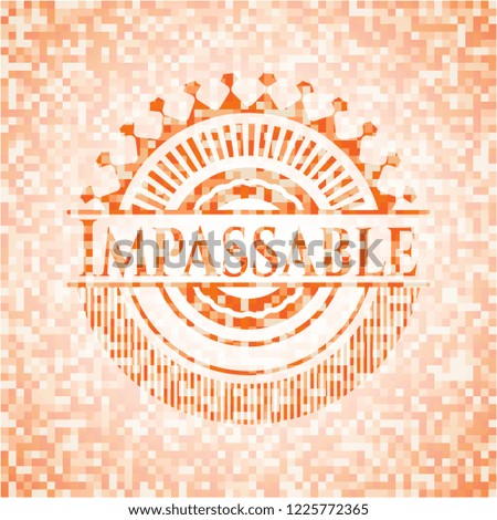 Impassable abstract orange mosaic emblem with background