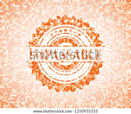 Impassable abstract orange mosaic emblem with background
