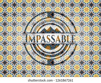 Impassable arabic badge. Arabesque decoration.