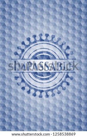 Impassable blue badge with geometric background.