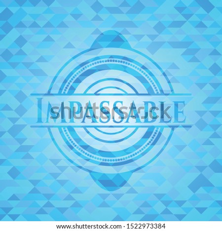 Impassable light blue emblem with triangle mosaic background