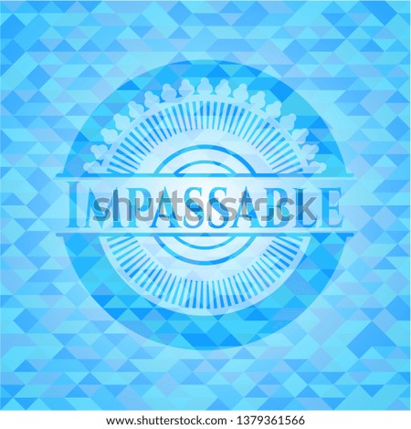 Impassable sky blue emblem with mosaic ecological style background
