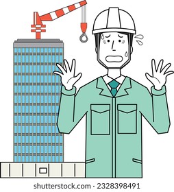 An impatient building construction worker