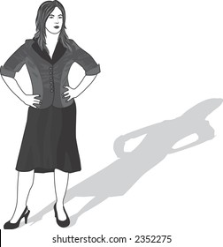 Impatient business woman is a portrait of an attractive Italian business woman, the drawing is easy to edit and contains NO gradients.