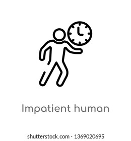 impatient human vector line icon. Simple element illustration. impatient human outline icon from feelings concept. Can be used for web and mobile