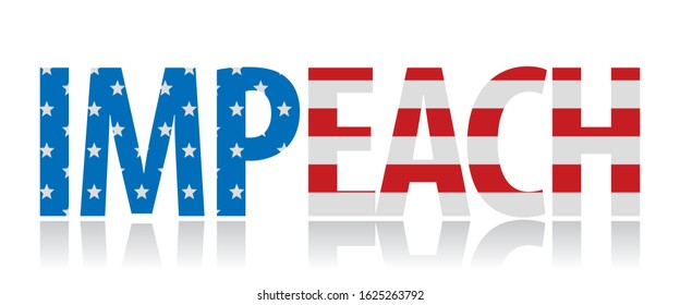 impeach concept, inscription in colors of usa flag, vector illustration 