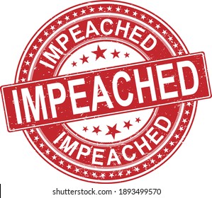 Impeach red rubber ink stamp set over a white background