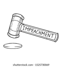 Impeachment. Gavel with the law