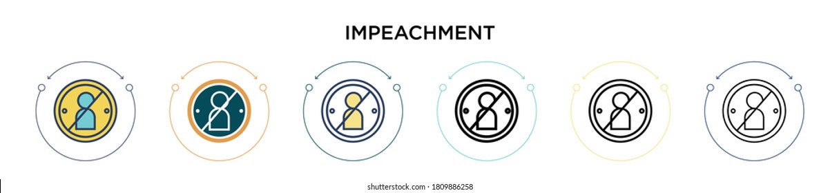 Impeachment icon in filled, thin line, outline and stroke style. Vector illustration of two colored and black impeachment vector icons designs can be used for mobile, ui, web