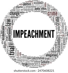 Impeachment word cloud conceptual design isolated on white background.