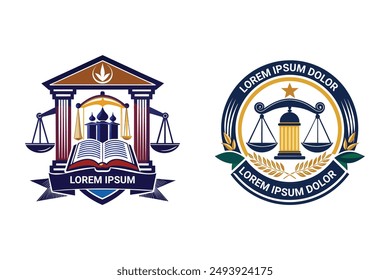 Impeccable Legal Symbol: Sword and scale icon for authoritative law firm logo. Gold accents for prestige.