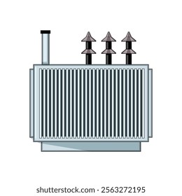 impedance electrical transformer cartoon. load tap, cooling oil, magnetic flux impedance electrical transformer sign. isolated symbol vector illustration