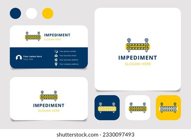 Impediment logo design with editable slogan. Branding book and business card template.