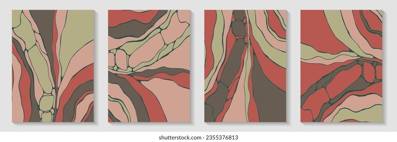 Imperfect acrylic pattern background design vector set. Beautiful posters. Fluidity textured postcard cover page layouts. Epoxy vaporwave collage. Contemporary publication backgrounds.