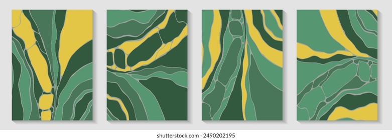Imperfect ebru pattern background template collection. Beautiful covers. Puzzle structure postcard cover page templates. Epoxy vaporwave collage. Art drawing cards.