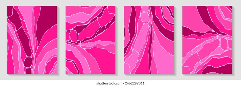 Imperfect ebru texture background design vector set. Creative posters. Puzzle structure book cover page layouts. Epoxy vaporwave collage. Colorful artistic oil artworks.