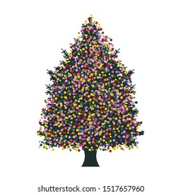 Imperfecto árbol de Navidad aislado con luces 
