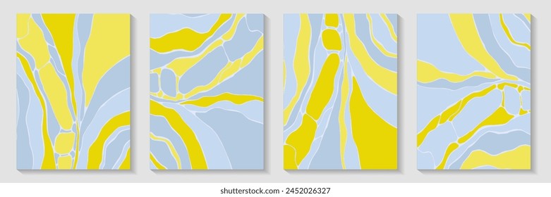 Imperfect marble pattern backdrop template collection. Creative covers. Flow splash book cover page layouts. Decorative marbled papers. Futuristic kintsugi psychedelic backgrounds.
